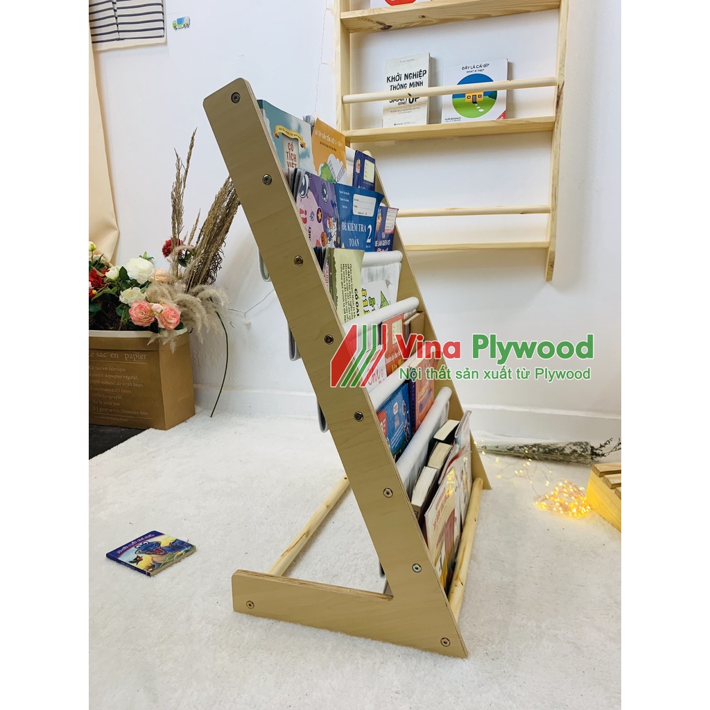 Kệ sách montessori chất liệu plywood phủ melamin dành cho trẻ 1 tới 10 tuổi
