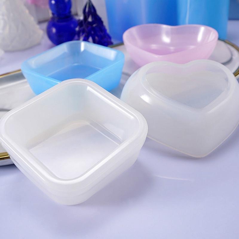 1 Khuôn Silicone Làm Nhựa Resin UV Hình Vuông / Trái Tim Sáng Tạo Diy