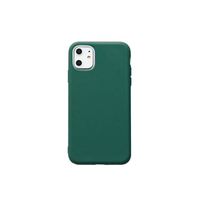 Ốp điện thoại TPU dẻo mặt nhám màu xanh lá cây đậm thời trang cho IPHONE 12 11 PRO XS MAX XR X 8 7 6S 6 PLUS SE 5 5SS