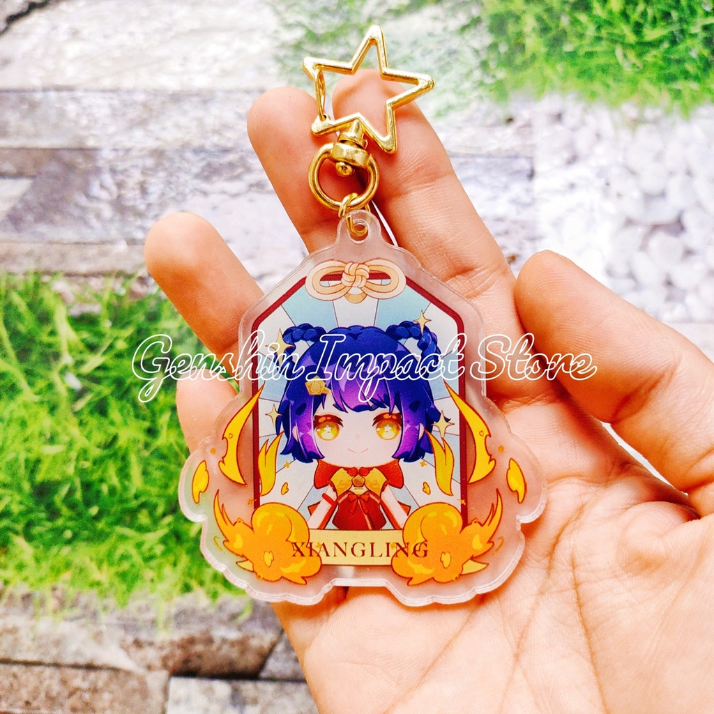 Xiangling Móc khóa Genshin Impact ver may mắn M13 (in giữa acrylic)