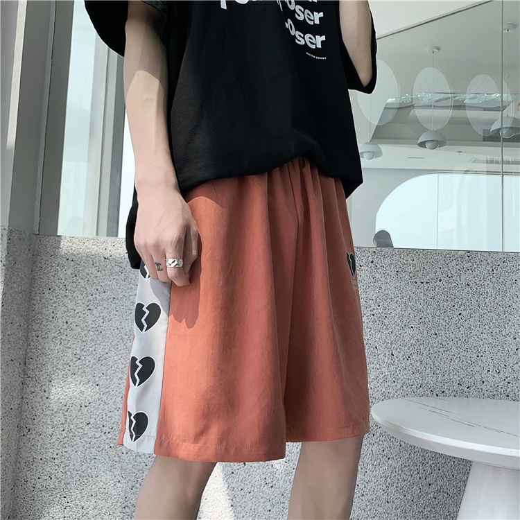 Quần Short Thể Thao Ống Thẳng Phối Màu Sắc Tương Phản Phong Cách Đường Phố Mỹ Cho Nam