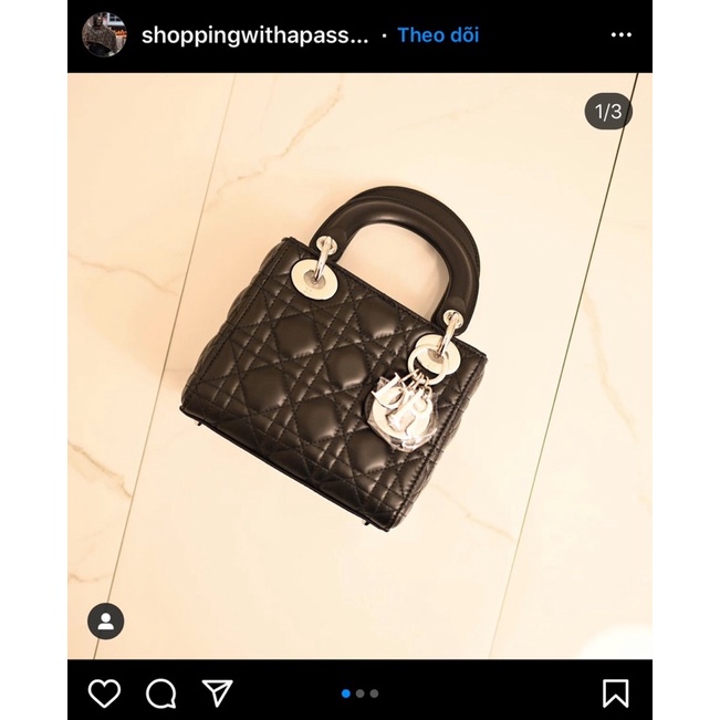 Túi xách Dior Lady 3 Ô mini Tag Bạc Super Fullbox