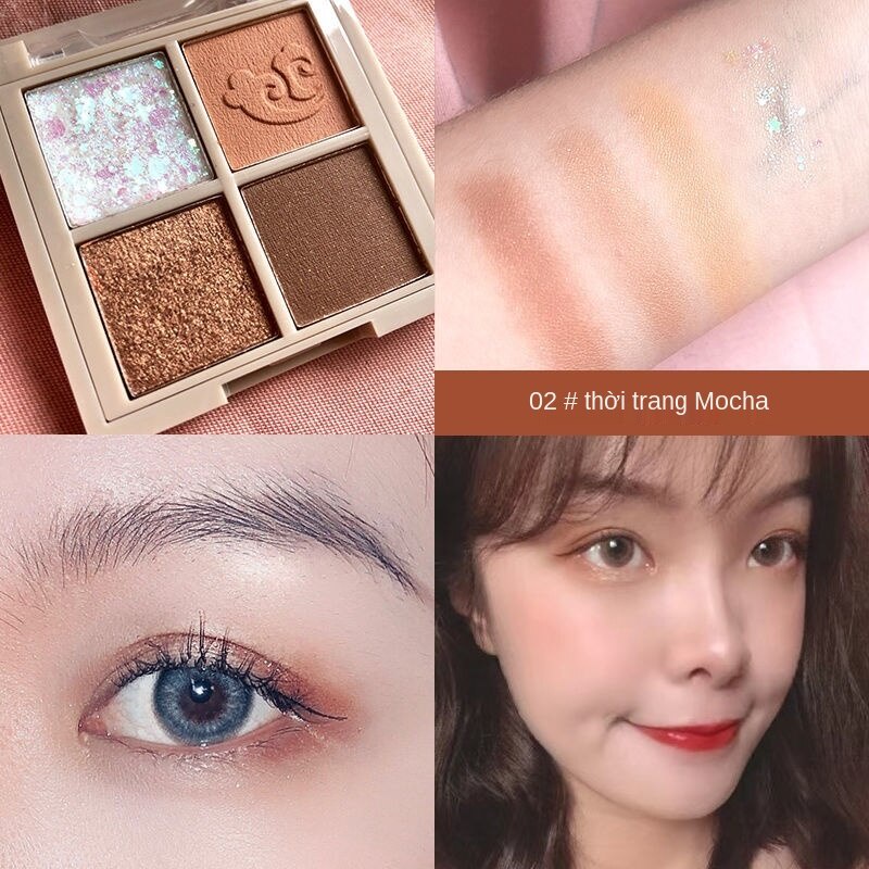 [Hàng mới về] Bảng phấn mắt Hanzou 4 màu long lanh chống nước và mồ hôi đẹp mắt không trang điểm | BigBuy360 - bigbuy360.vn