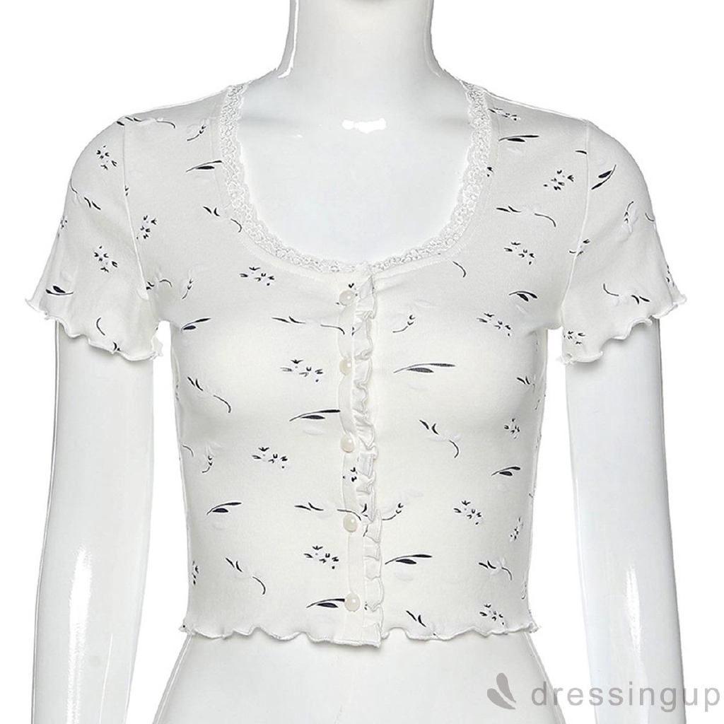 Áo Thun Nữ Tay Ngắn In Họa Tiết