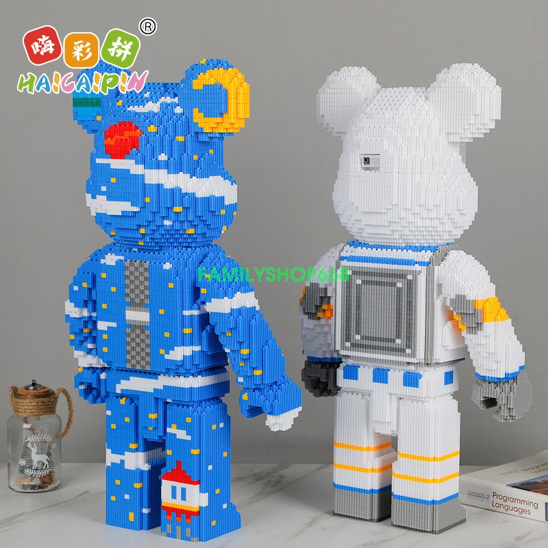 Xếp hình lắp ráp Le go tượng gấu bearbrick cỡ 55cm  bear brick LOL Jinx League XINZAI phi hành gia trang trí sang trọng
