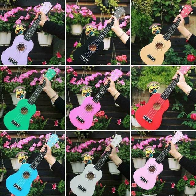 [Giá hủy diệt] Đàn Ukulele Soprano 21 màu trơn gỗ  tặng kèm bao ukulele