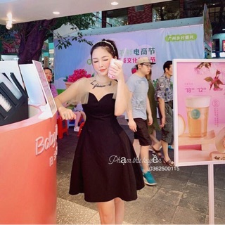 Đầm đi tiệc phối lưới thêu bigsize 60-85kg