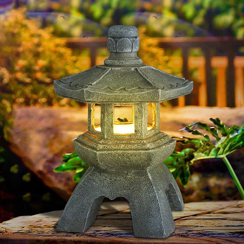 Đèn đá trang trí phong cách Nhật Bản - Chất liệu composite - Jassi Decor