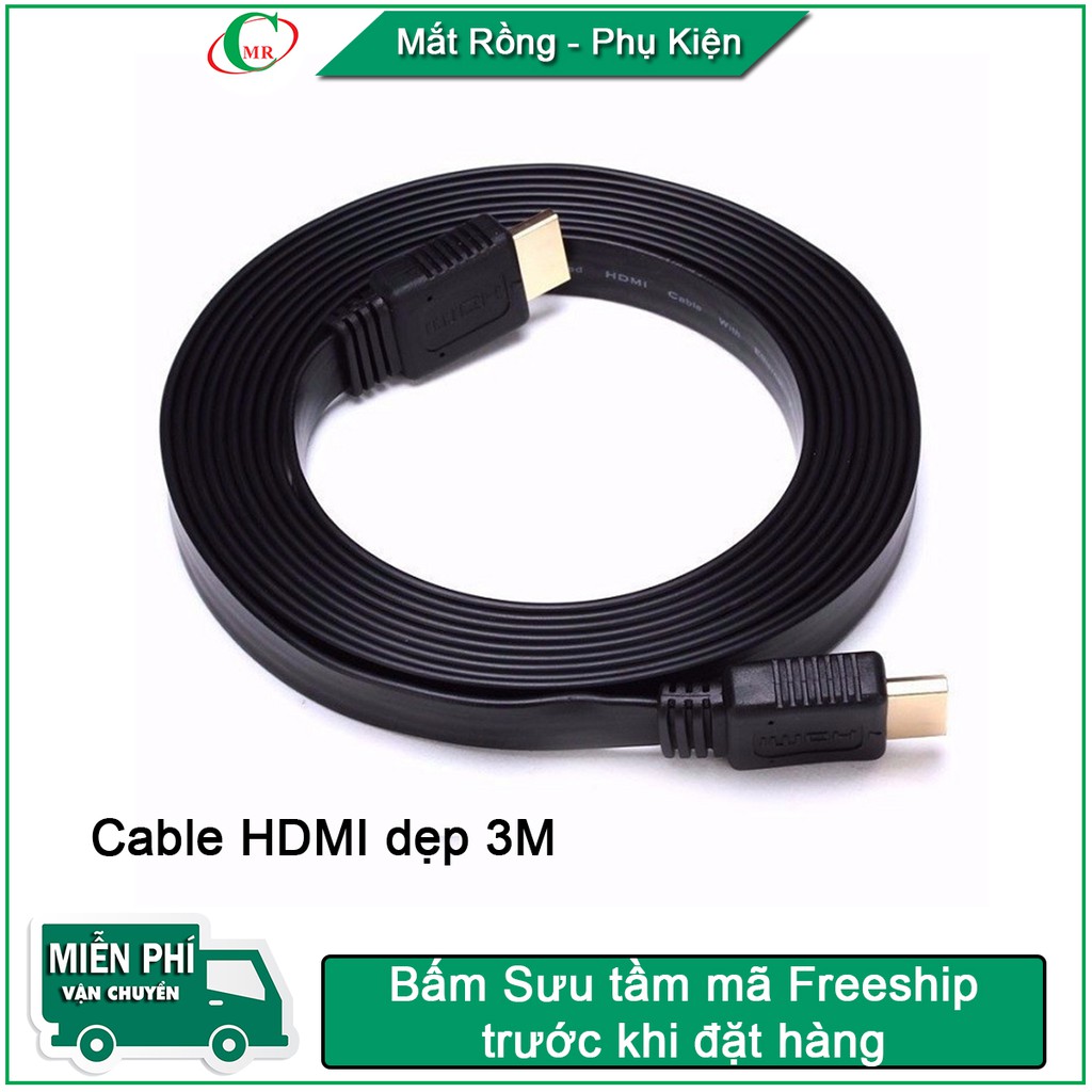 Dây cáp HDMI dài 3M hỗ trợ full HD (dây dẹp) Dây cáp 2 đầu hdmi 3M siêu nét (dây dẹp) Tương thích tốt thiết kế chắc chắn