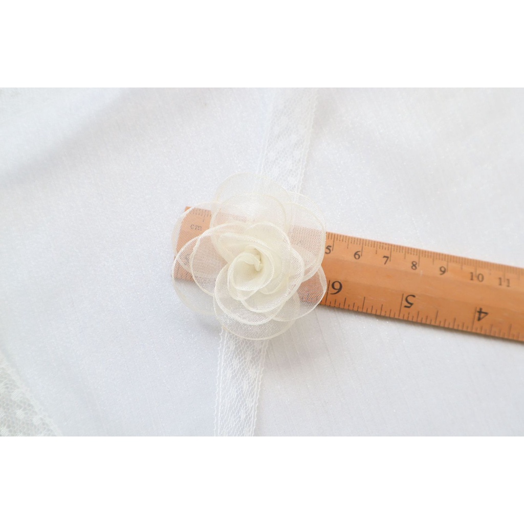 Vòng Cổ Thắt Nơ Hoa Trà Trắng Kiểu Pháp