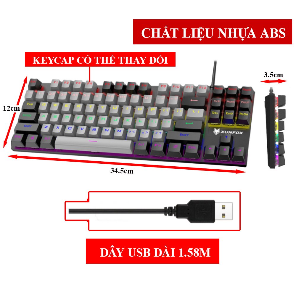 [Mã ELHAMS5 giảm 6% đơn 300K] Bàn Phím Cơ Gaming K80-Blue Switch Full Led 20 Chế Độ