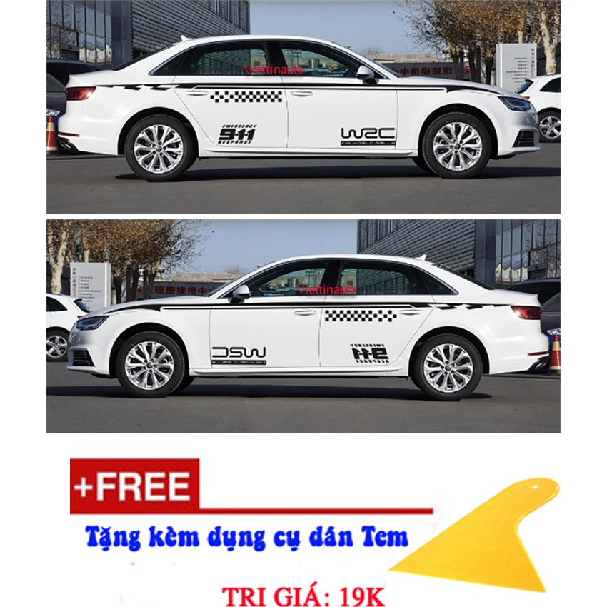 Tem dán sườn Decal dán sườn trang trí Ô tô D-349 Tặng kèm dụng cụ dán Tem