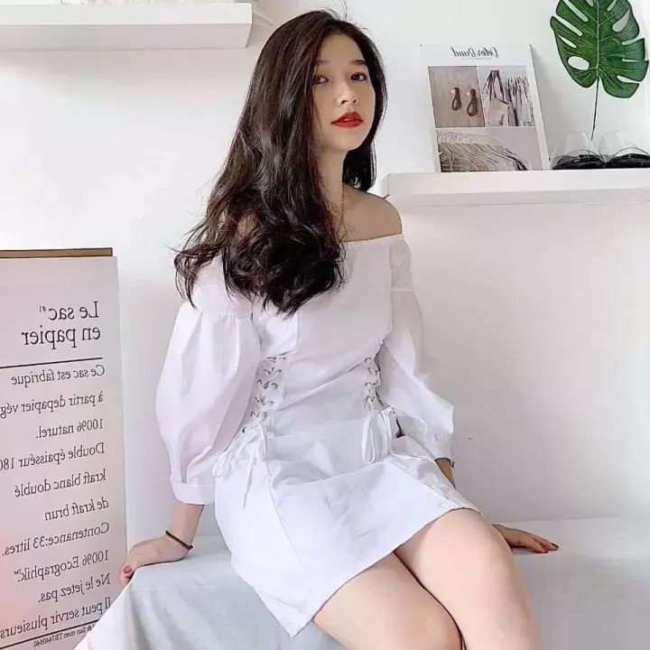 Elsa dress - Đầm nữ trễ vai thắt eo tay phồng phong cách hàn quốc siêu xinh - cece house | BigBuy360 - bigbuy360.vn