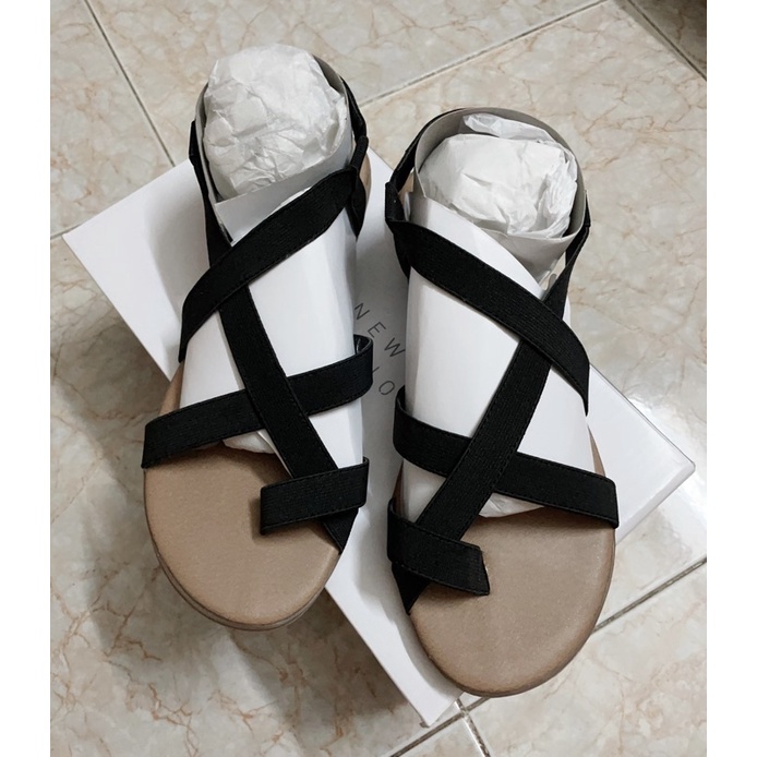 Sandal New Directions Xuất Âu Quai Thun Đan Chéo Xanh Đen Size Giữa 35 36 ( Có Sẵn )