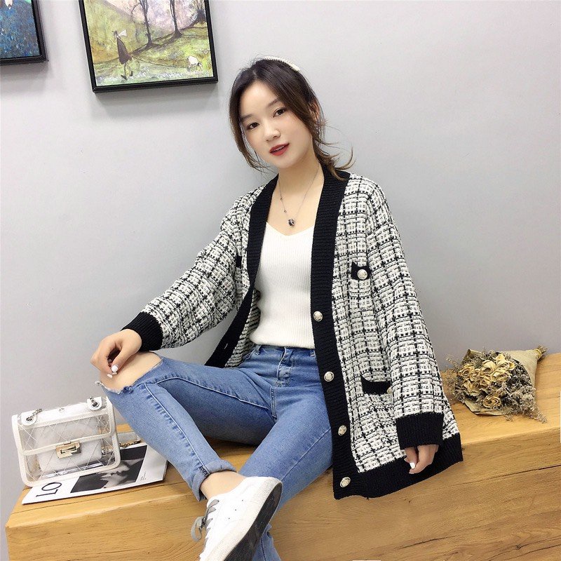 Áo khoác len cardigan hạt gạo kẻ hàng Quảng Châu cao cấp loại 1 đẹp (có ảnh + video thật) Zinstore94 | BigBuy360 - bigbuy360.vn