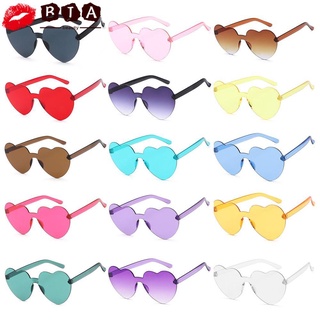 Kính mát hình trái tim màu kẹo trong suốt không viền trẻ trung dành cho nữ