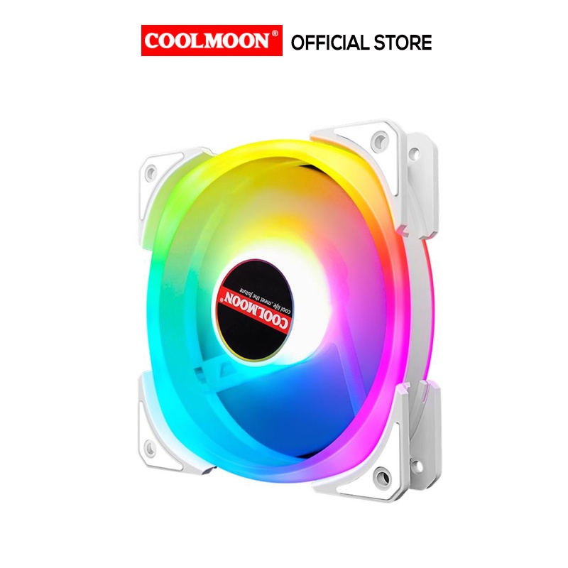 Quạt Tản Nhiệt, Fan Led RGB Coolmoon U4 Led Cả Vòng Ring Và Tâm Quạt - Đồng Bộ Hub Coolmoon