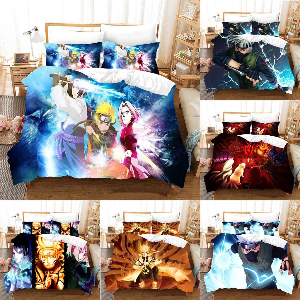Bộ Ga Giường Đơn/Đôi/Thạnh In Hình Naruto Kakashi Thoải Mái Dễ Giặt