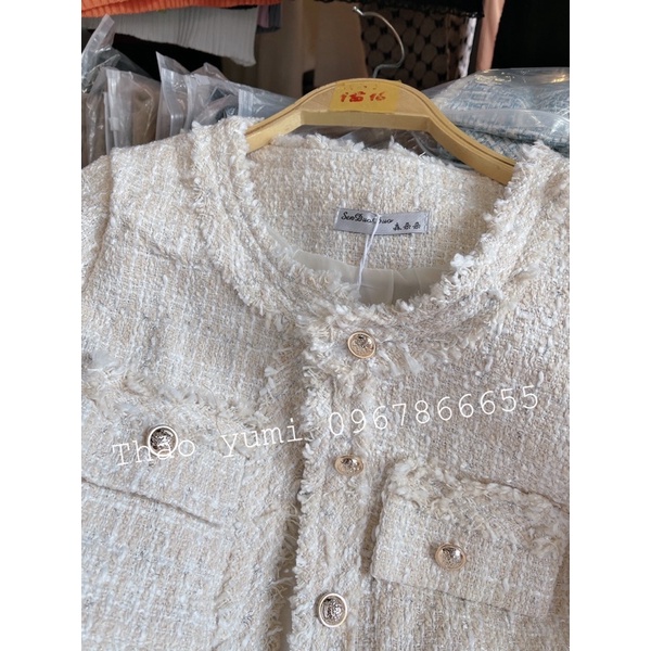 Áo khoác dạ tweed túi ngực sz ml