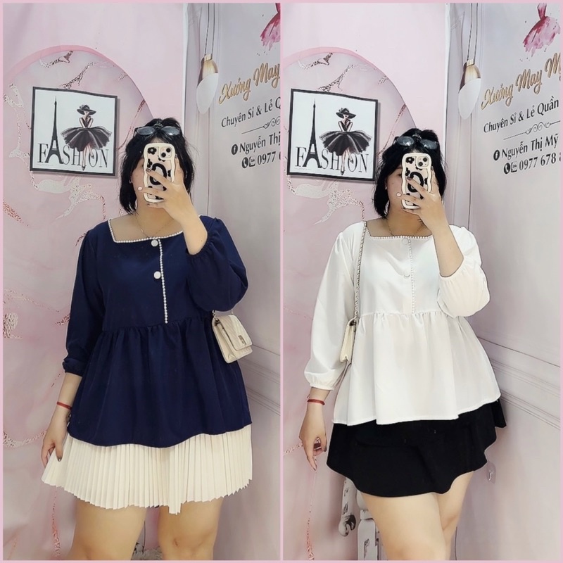 Áo baby doll viền ren Bigsize 68kg đến 95kg