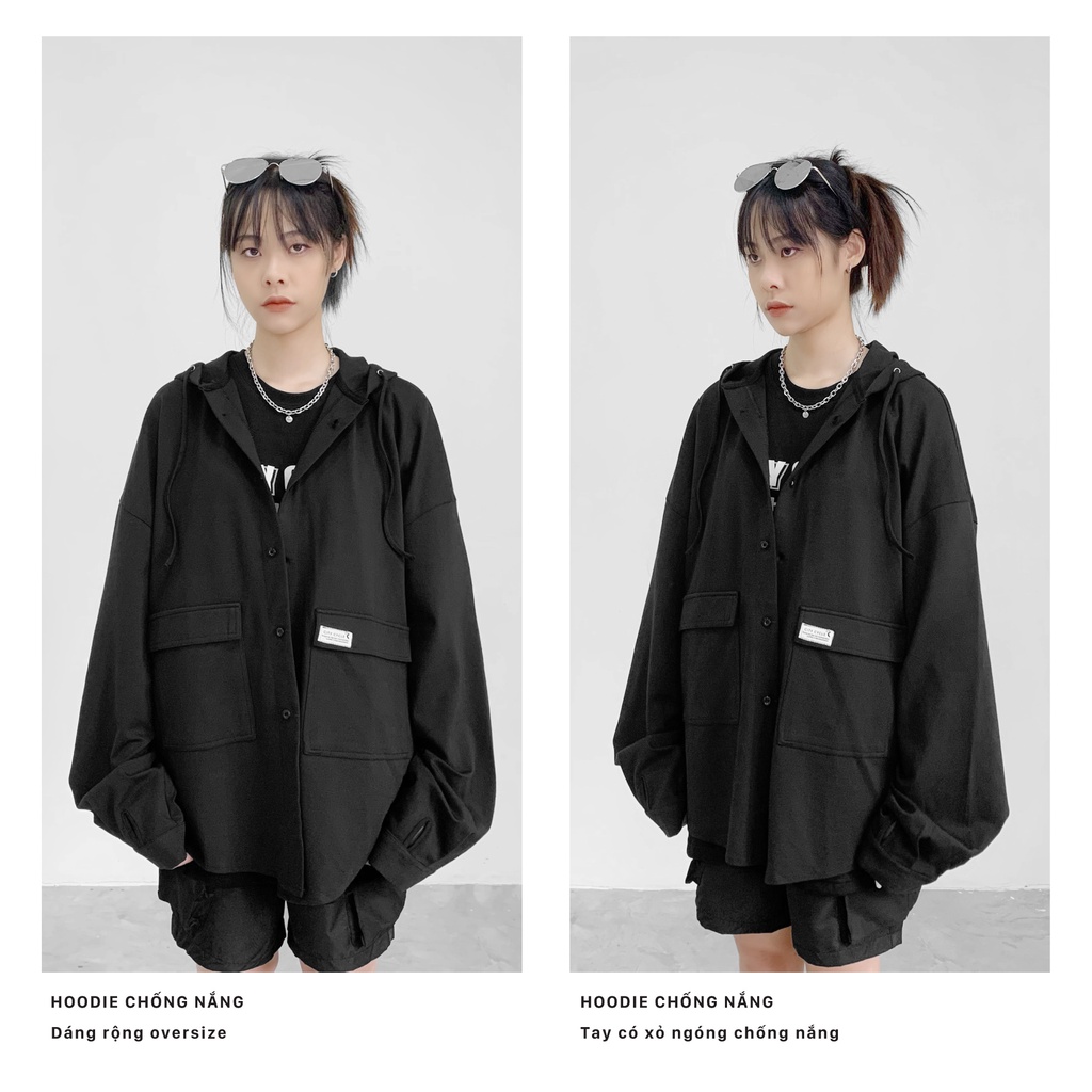 Áo khoác sơ mi hoodie City Cycle - Áo chống nắng nam nữ Unisex form rộng Local Brand