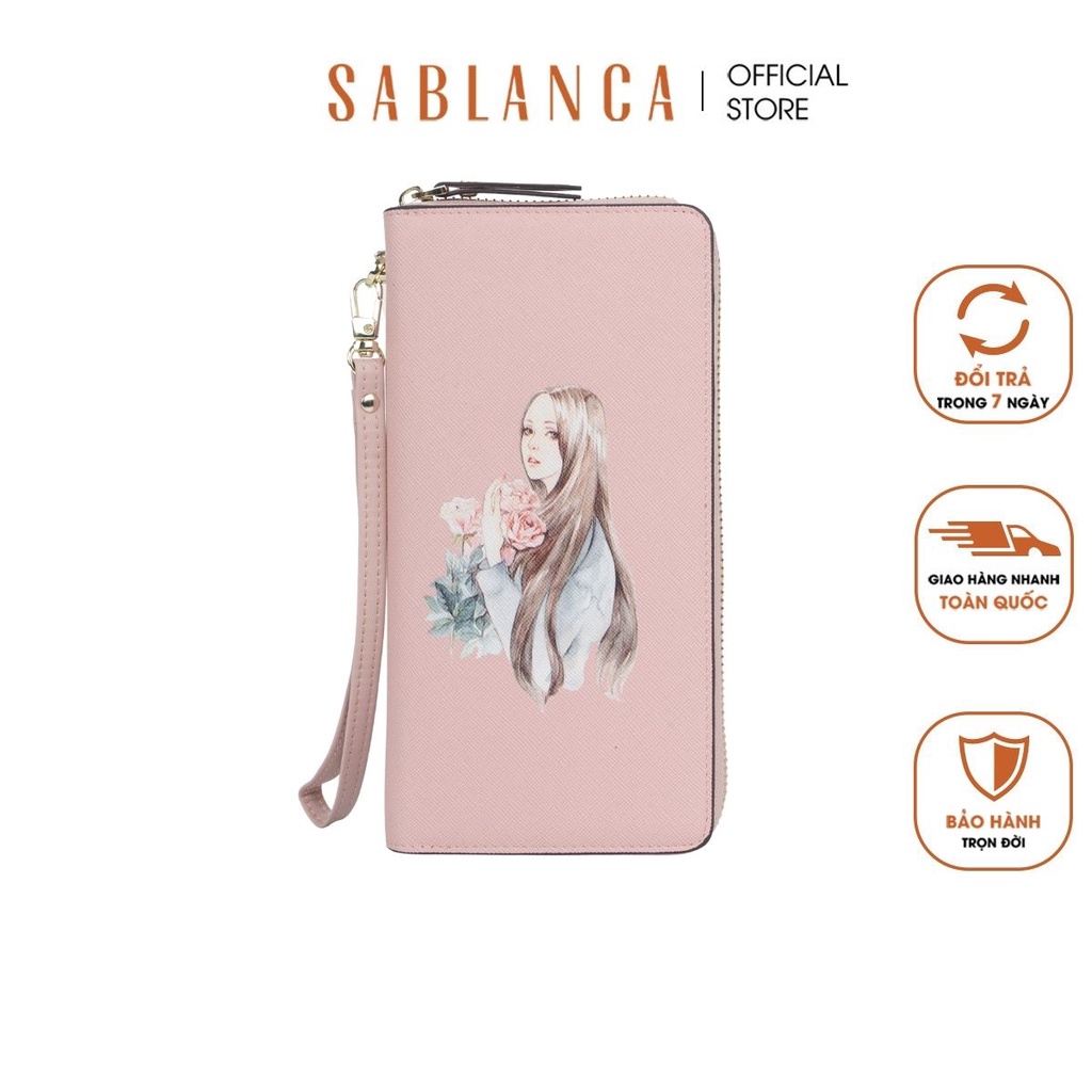 Ví cầm tay họa tiết cô gái WA0165 - SABLANCA