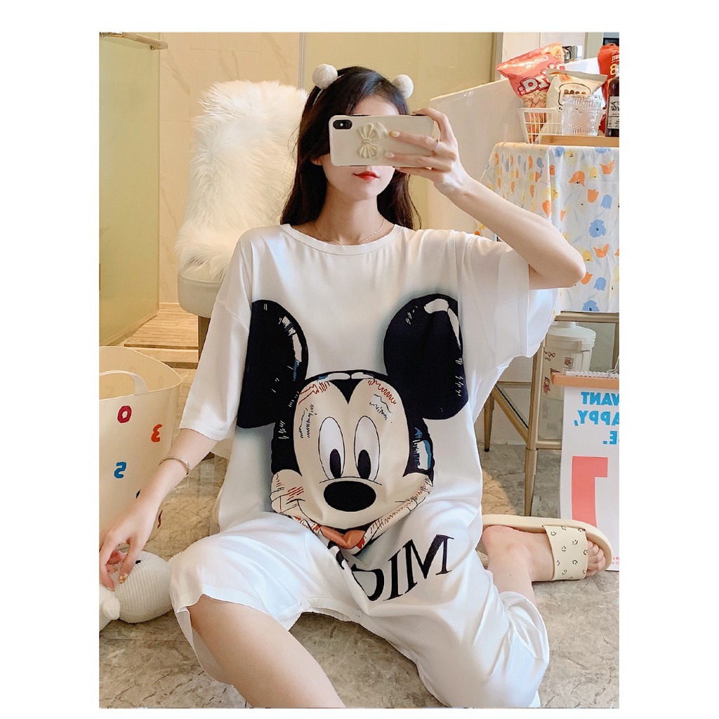 Hàng cao cấp- Bộ mặc nhà vải lụa băng in hoạt hình chuột Mickey dễ thương - Hàng Quảng Châu cao cấp - Ngân Dali- Có hìn | BigBuy360 - bigbuy360.vn