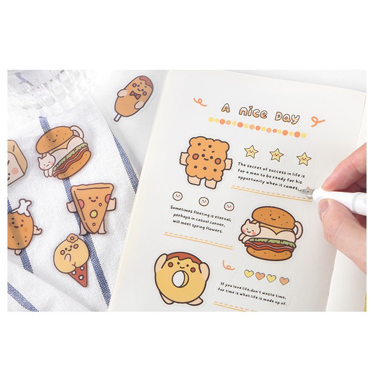 Sticker dán trang trí hình đồ ăn dễ thương, bộ 16 cái Poogroup