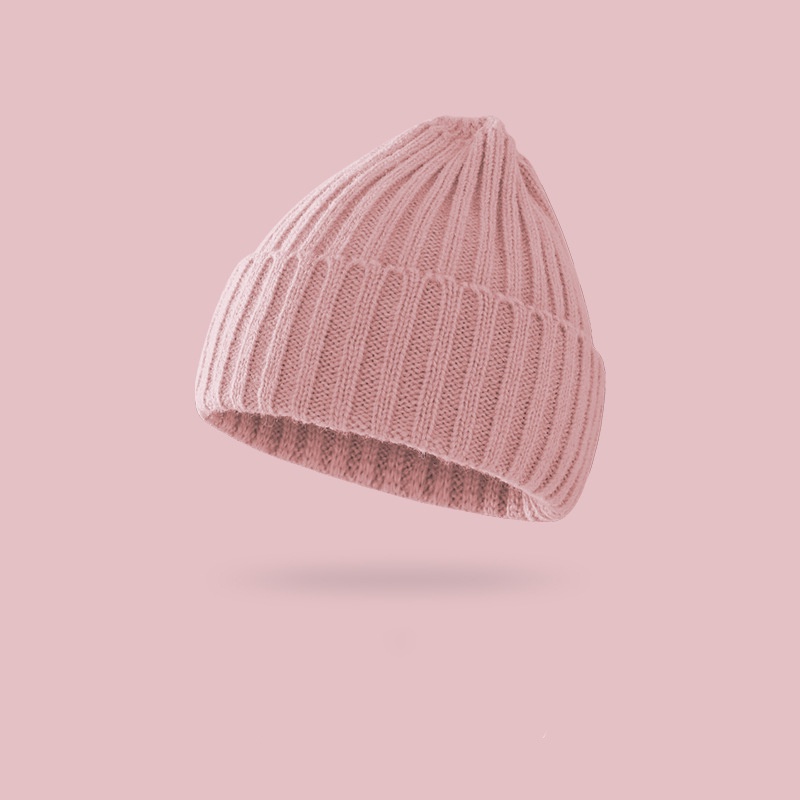 Mũ Beanie Dệt Kim Màu Trơn Mềm Mại Chống Gió Giữ Ấm Mùa Đông Cho Bé