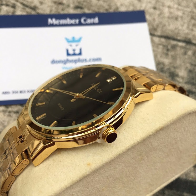 Đồng hồ nam giá rẻ ♥️FREESHIP♥️ Giảm 20k khi nhập mã [DONGHO20] Mẫu Halei vạch đá vàng đen chống xước chống nước