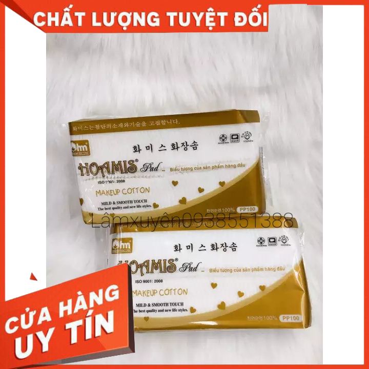 Bông Tẩy Trang HOA MIS 90 miếng FREESHIP thiết kế mặt vuông viền ,bông mềm mịn ,không kích ứng da sài cực đã [tận gốc]