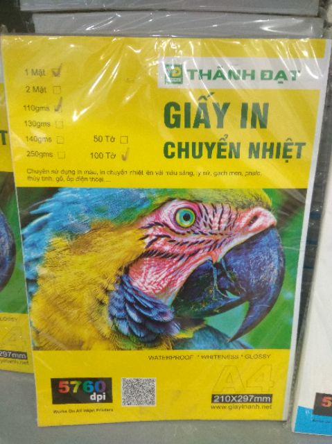 Giấy in chuyển nhiệt (chuyên dùng in lên lý sứ,gỗ, nhựa,pha lê..)