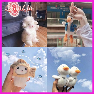 Móc Khóa Hình Chú Vịt Khủng Long Nhồi Bông Nhỏ Màu Trắng Dễ Thương Làm Móc Khóa móc khóa