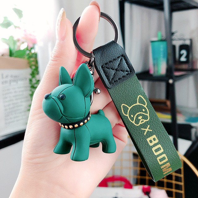 Móc khóa hình chó bulldog dễ thương, móc chìa khoá keychain cún dog nhiều màu PKDANH