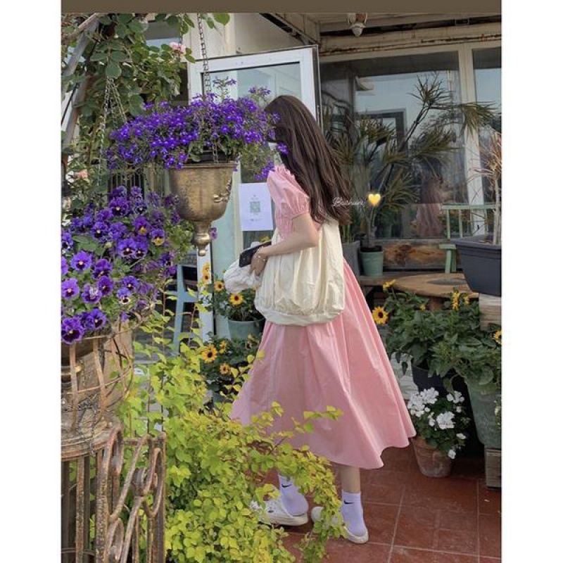 Đầm Chữ a Tay Phồng Ôm Eo Thời Trang Mùa Hè Dành Cho Nữ 2022