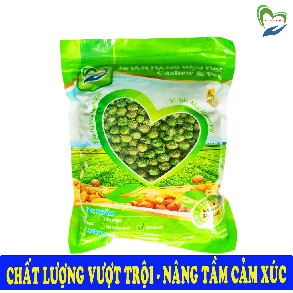 Combo 1KG: Đậu phộng da cá nước cốt dừa và đậu hà lan rang muối phô mai Tâm Đức Thiện 2 x Túi 500GR đồ ăn vặt