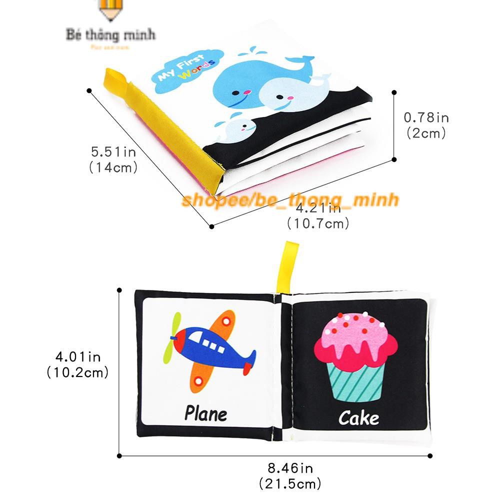Sách vải mềm kích thích thị giác bằng tiếng anh 4 chủ đề tùy chọn cho bé