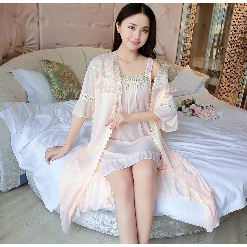 Set áo choàng kèm váy ngủ siêu đẹp cao cấp 231 🌻 Bộ đồ ngủ xinh xắn 🌻🌻🌻 | BigBuy360 - bigbuy360.vn