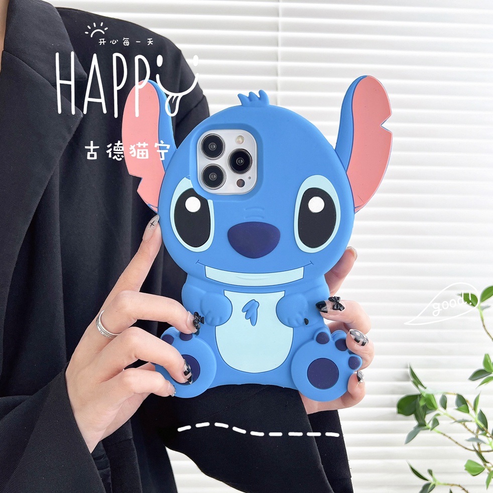 Ốp Điện Thoại Silicon Mềm Hình stitch Tai To 3D Cho Iphone 14 pro max 13PRO max 12 pro max 11 pro max xsmax xr x 6 7 8 plus