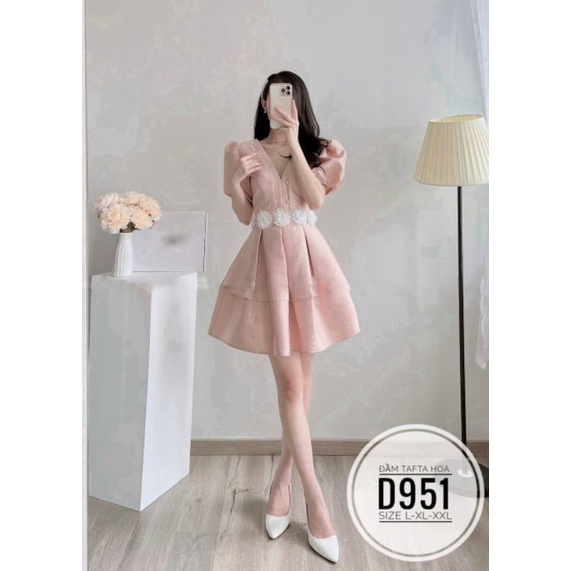 ĐẦM BIGSIZE XẾP LY ĐÍNH HOA HỒNG Ở EO