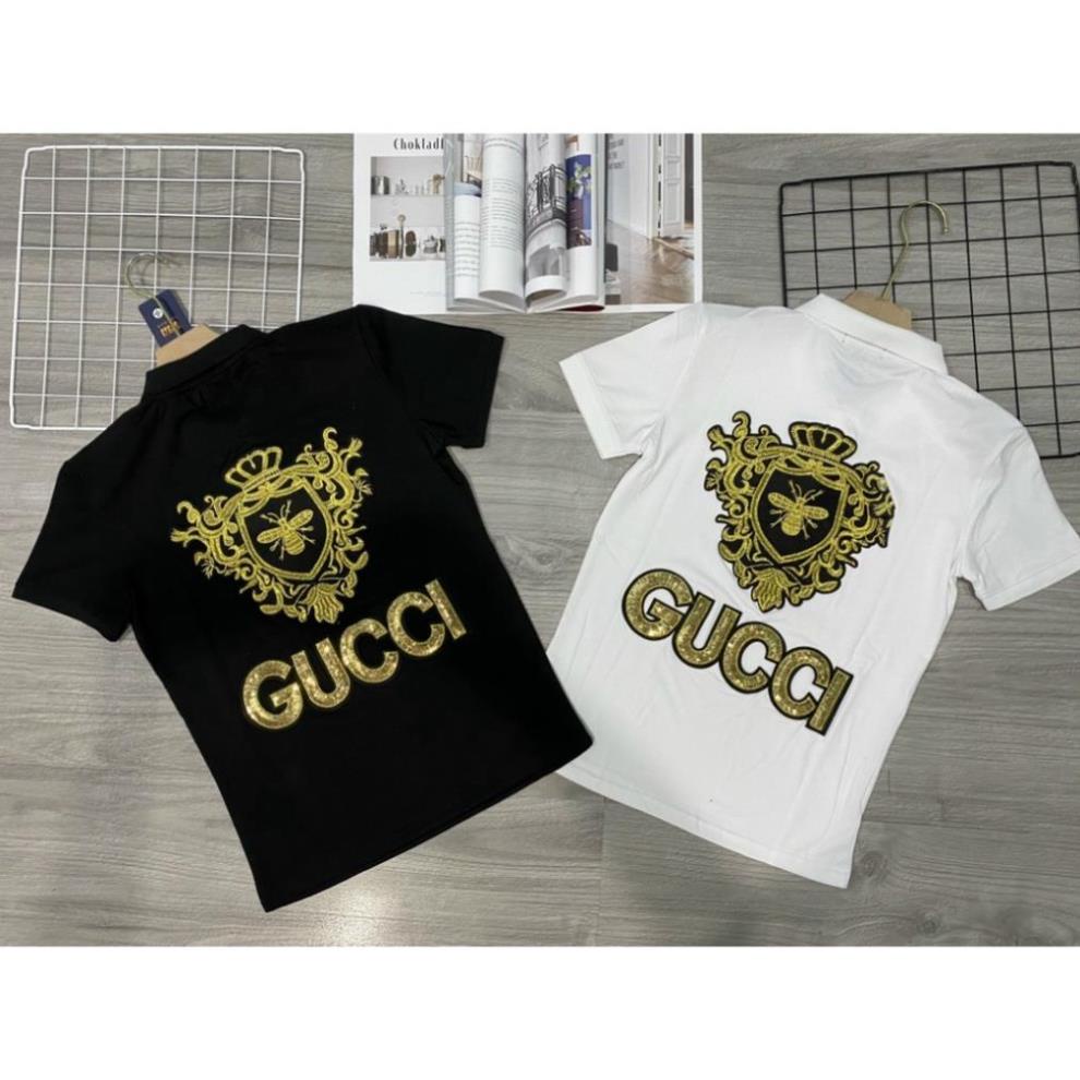 [Mã SRBACK010912 hoàn 20K xu đơn 50K] [Siêu Ưu Đãi] Áo thun nam ngắn tay cổ trụ kim sa hoa tiết GUCCI thêu con ong | BigBuy360 - bigbuy360.vn
