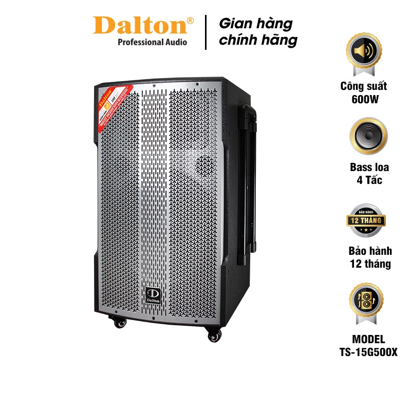 Loa karaoke Dalton TS-15G500X công suất 600W, bass loa 15 inches , kết nối không dây, tặng kèm 2 micro UHF.