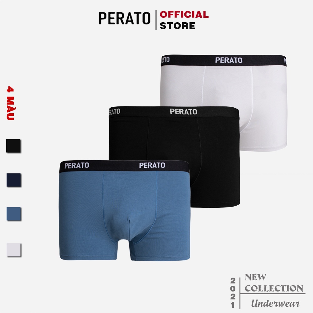 Combo 3 Quần Lót Nam Boxer PERATO (5 màu), Co Giãn 4 Chiều, Siêu Thấm Hút, Kháng Khuẩn Cực Tốt (X3-SIPP21099BOX)