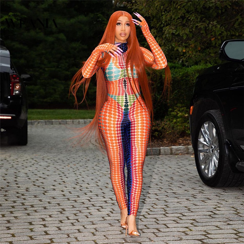 Áo liền quần Tay Dài Cổ Tròn Lưng Cao In Họa Tiết Quyến Rũ Cho Nữ