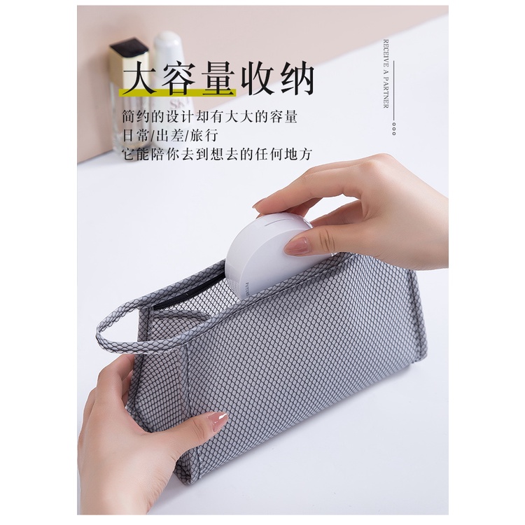 Túi EVA đựng mỹ phẩm đồ giặt giũ có kẹp lưới sức chứa lớn chống thấm nước du lịch