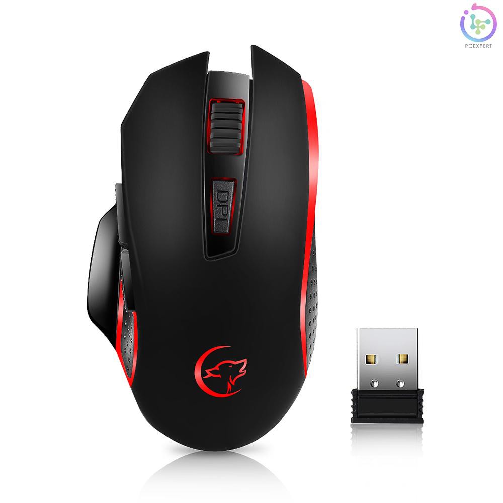 PCER♦G821 Gaming Mouse Rechargeable Wireless Mouse Adjustable 2400DPI Optical Computer Mouse 2.4Hz M