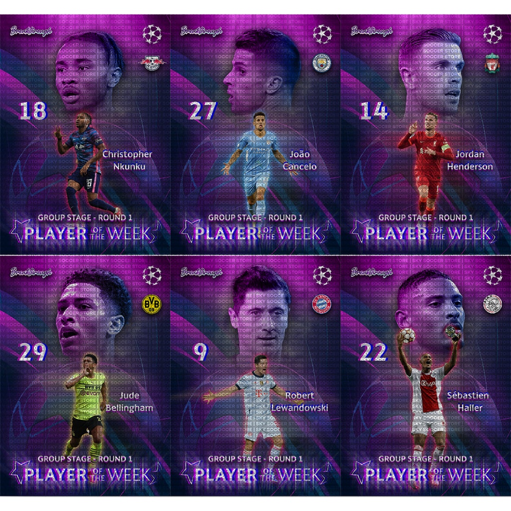 Thẻ SKY BRTH PLAYER OF THE WEEK Round 1 | Robert Lewandowski Joao Cancelo Jude Bellingham Nkunku Jordan Henderson Haller