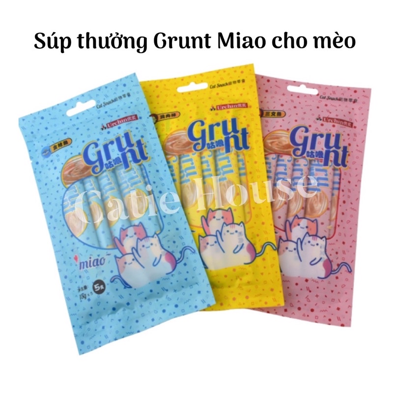 [Giao ngay HOẢ TỐC] Súp thưởng Grunt Miao cho mèo 15g nhiều vị - Súp thưởng Grunt 15g - Súp thưởng Gru