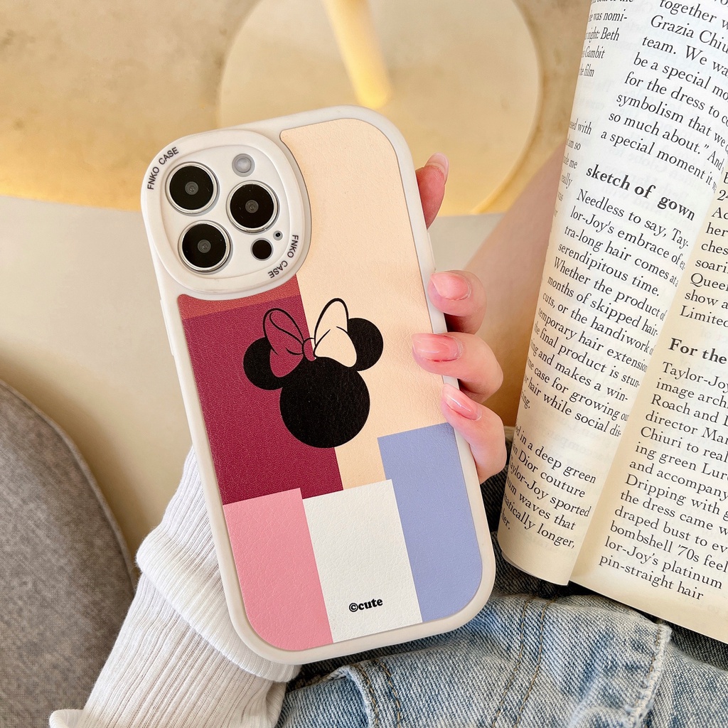 Ốp Điện Thoại Da Mềm Hình Mickey Và Minnie Cho iphone 11 12 13 pro max mini XR XS 7 8 plus