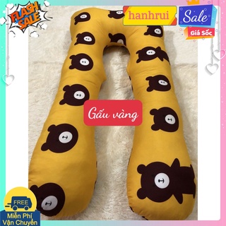 Gối ôm bà bầu đa năng có kèm ruột mẫu gấu vàng